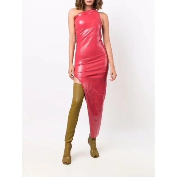 rick owens red dress RTW Spring 2024 Fucsia dress from Rick Owens featuring frontal and back v Rick Owens was the unsuspected